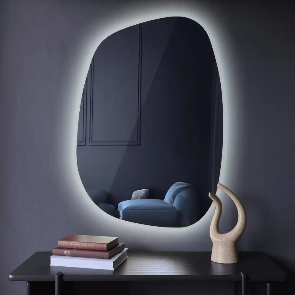 Organic mirror with led lights frameless