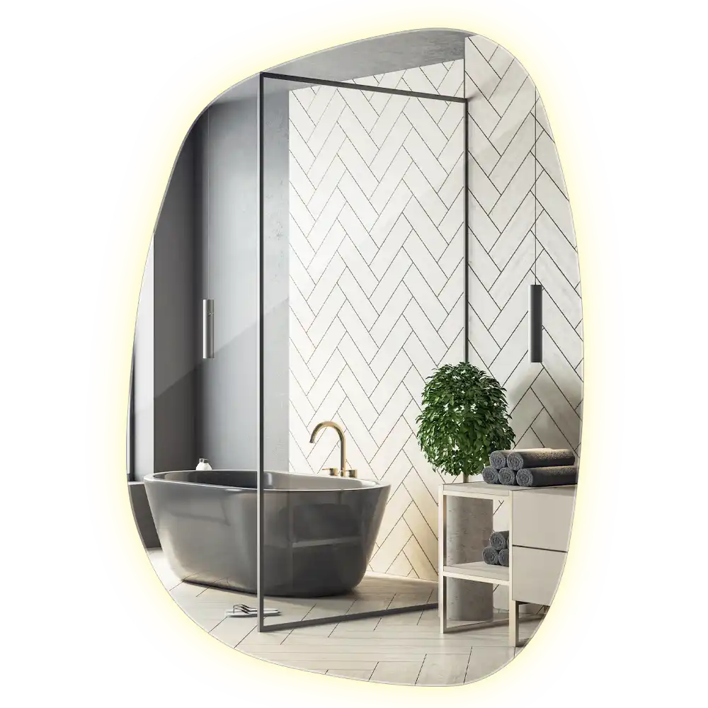 Organic mirror with led lights frameless