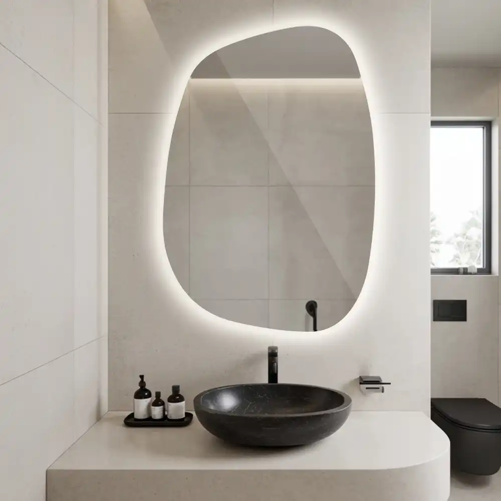 Organic mirror with led lights frameless