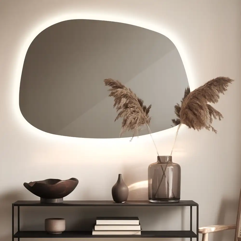 Organic mirror with led lights frameless
