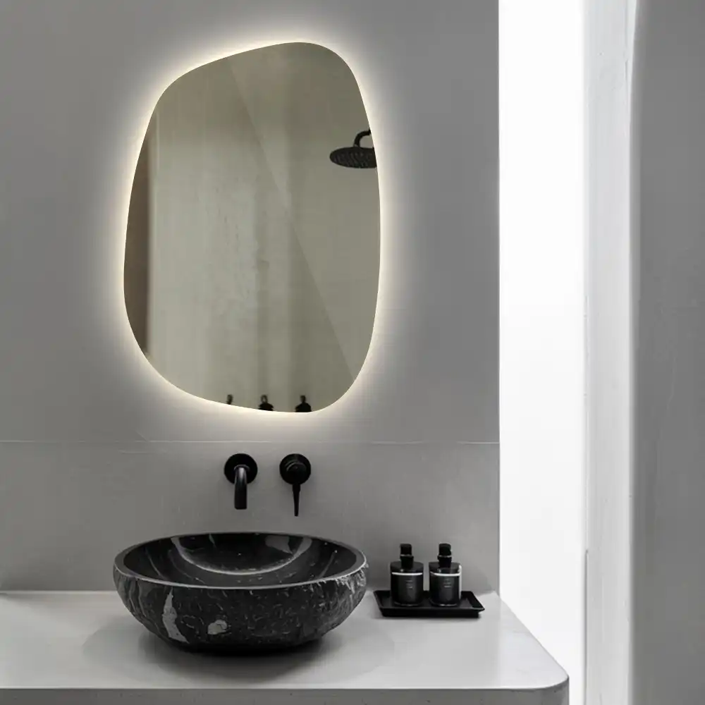 Organic mirror with led lights frameless
