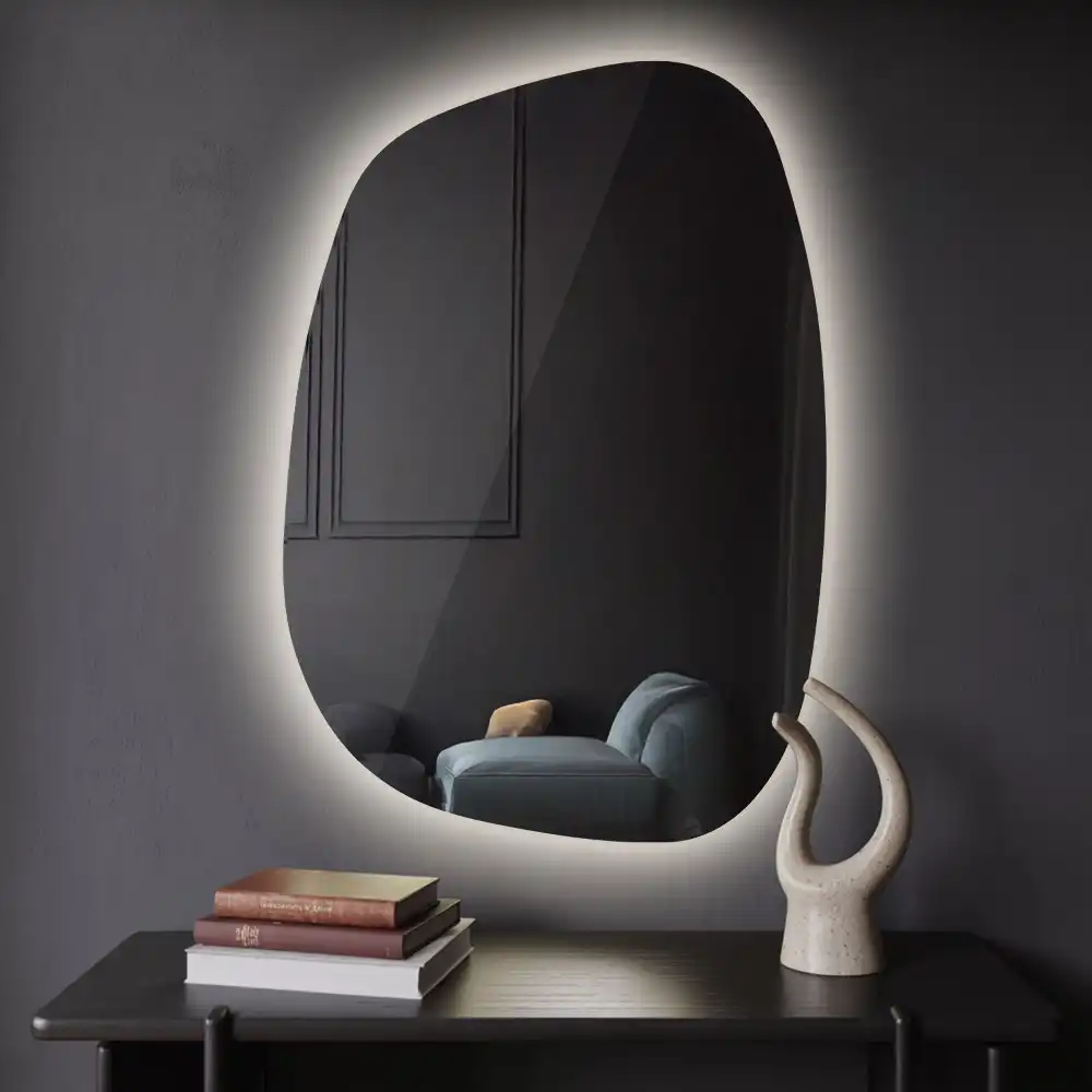 Organic mirror with led lights frameless