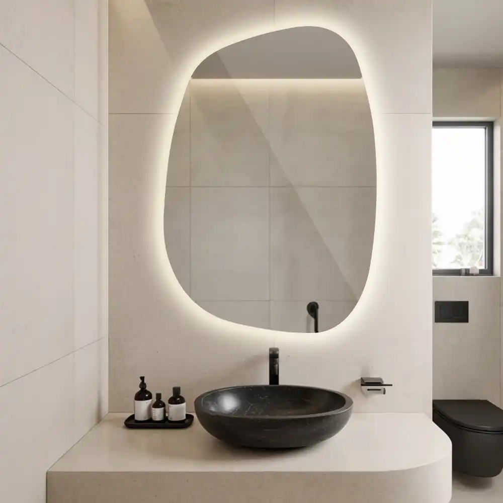 Organic mirror with led lights frameless