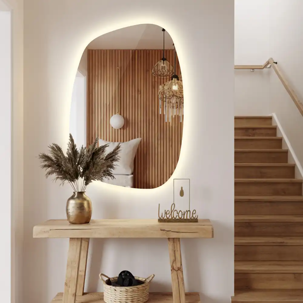 Organic mirror with led lights frameless