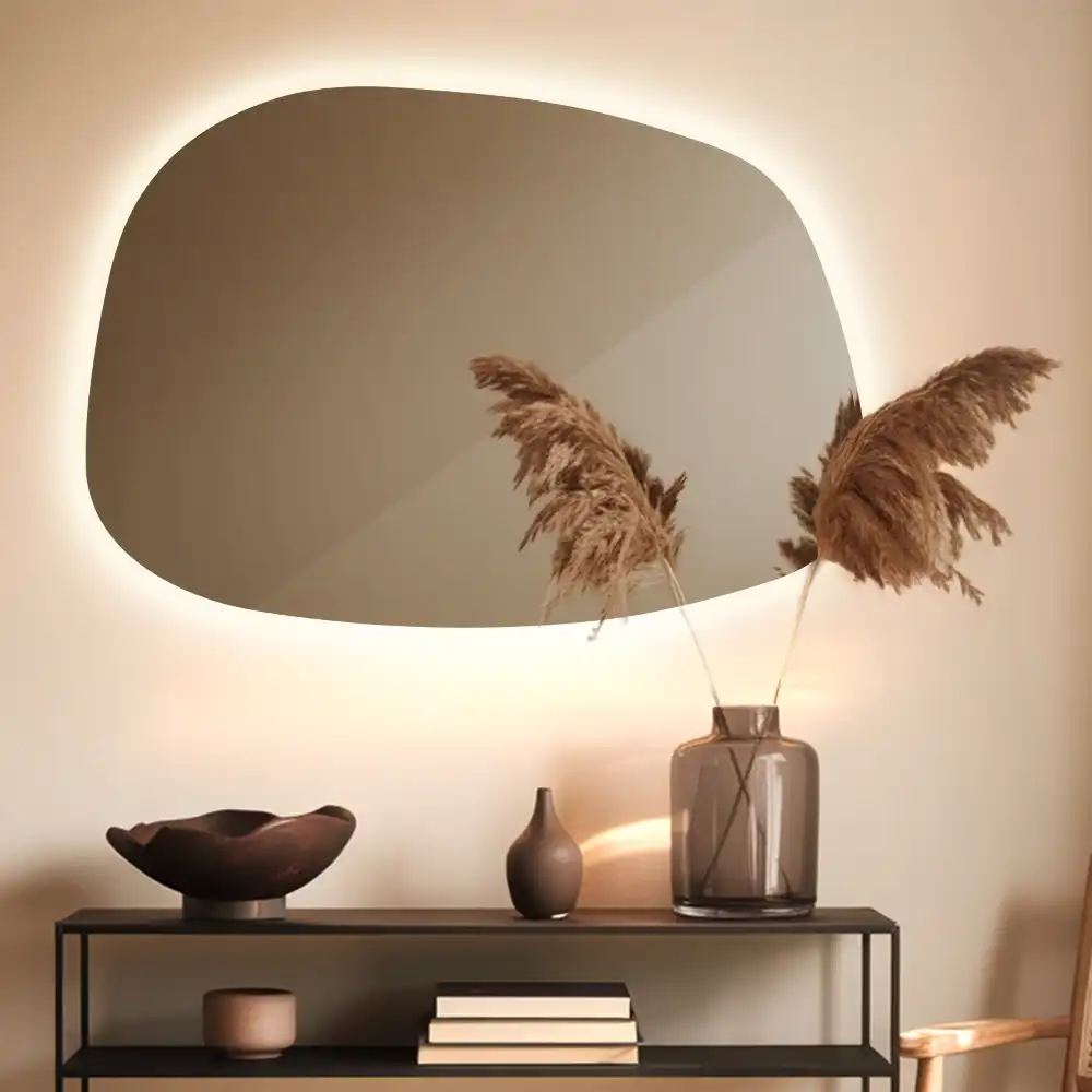 Organic mirror with led lights frameless