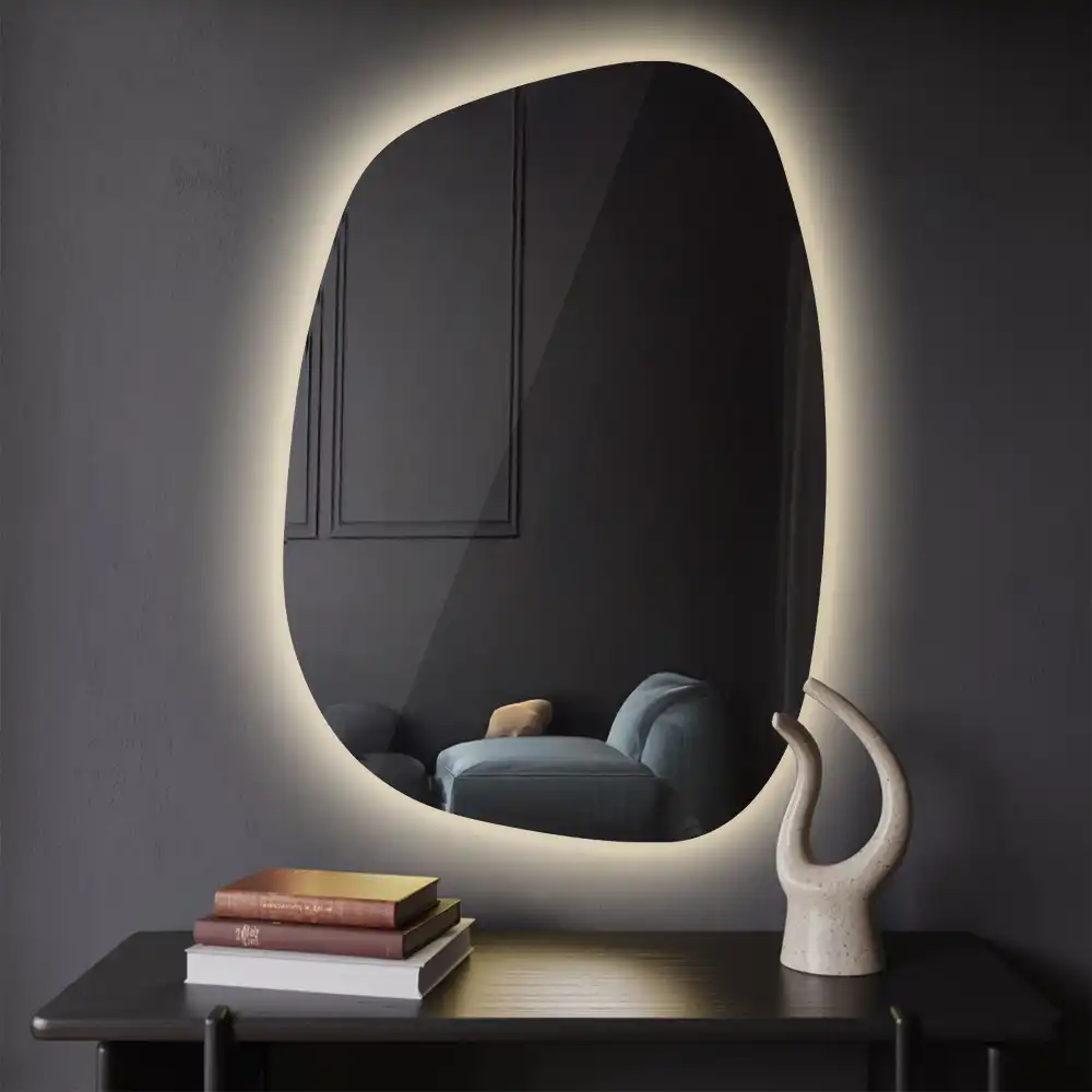 Organic mirror with led lights frameless