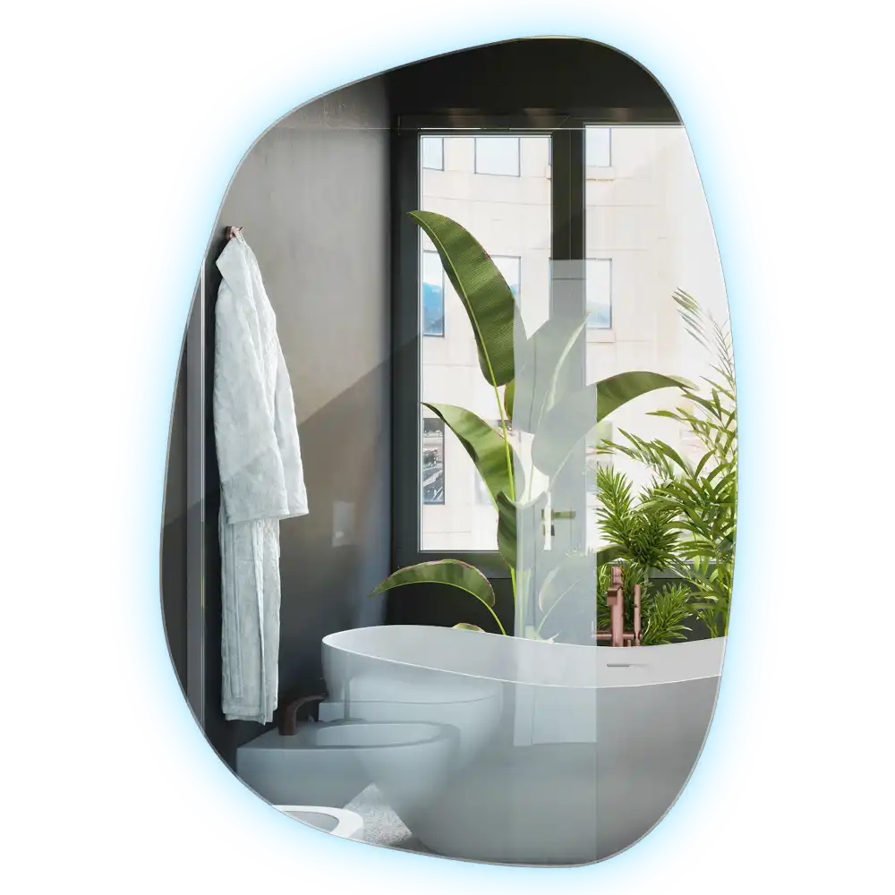 Organic mirror with led lights frameless