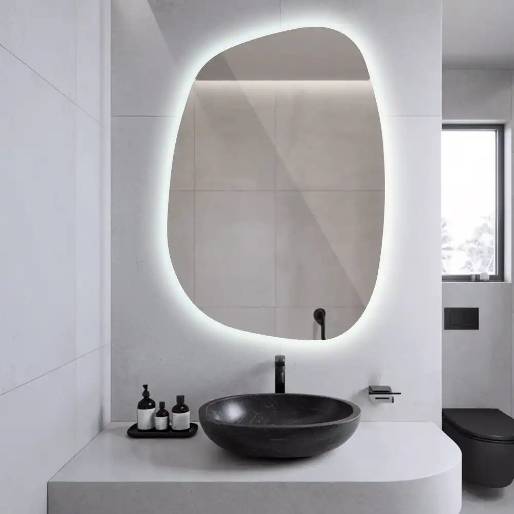Organic mirror with led lights frameless