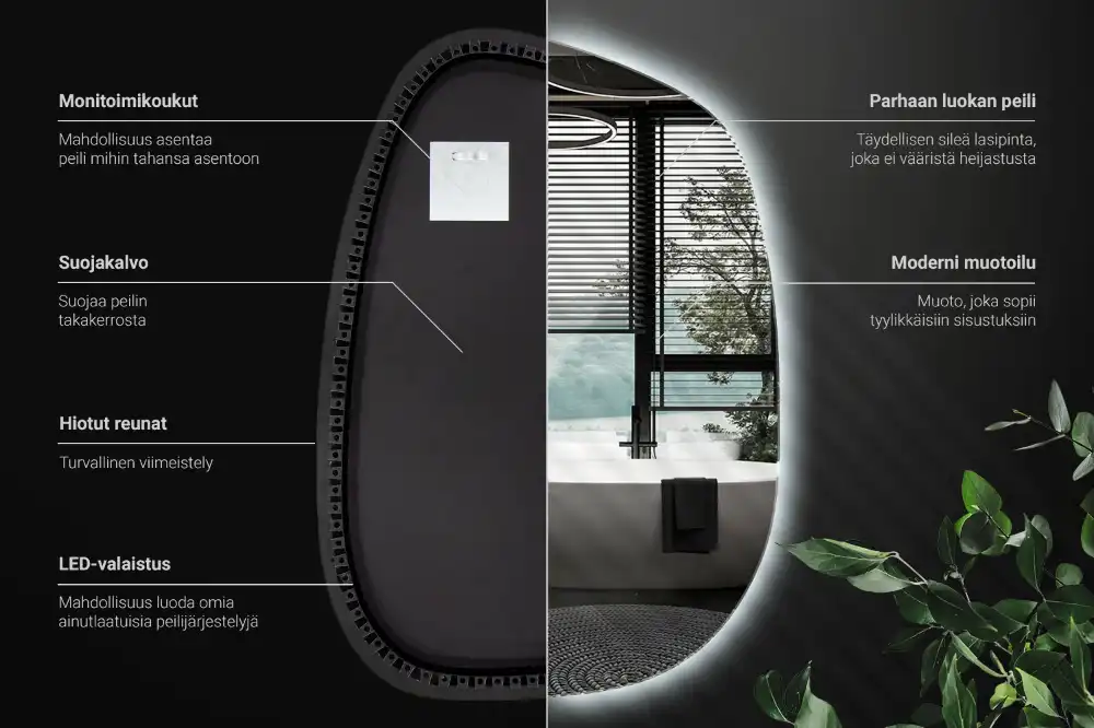 Organic mirror with led lights frameless