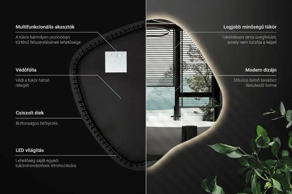 Splat shaped mirror with LED backlighting unique