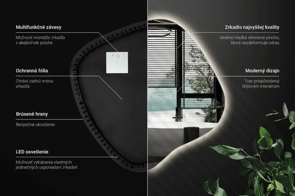 Splat shaped mirror with LED backlighting unique