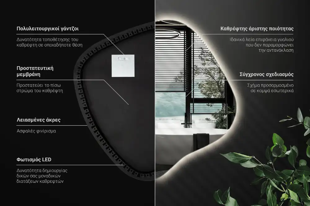 Splat shaped mirror with LED backlighting unique