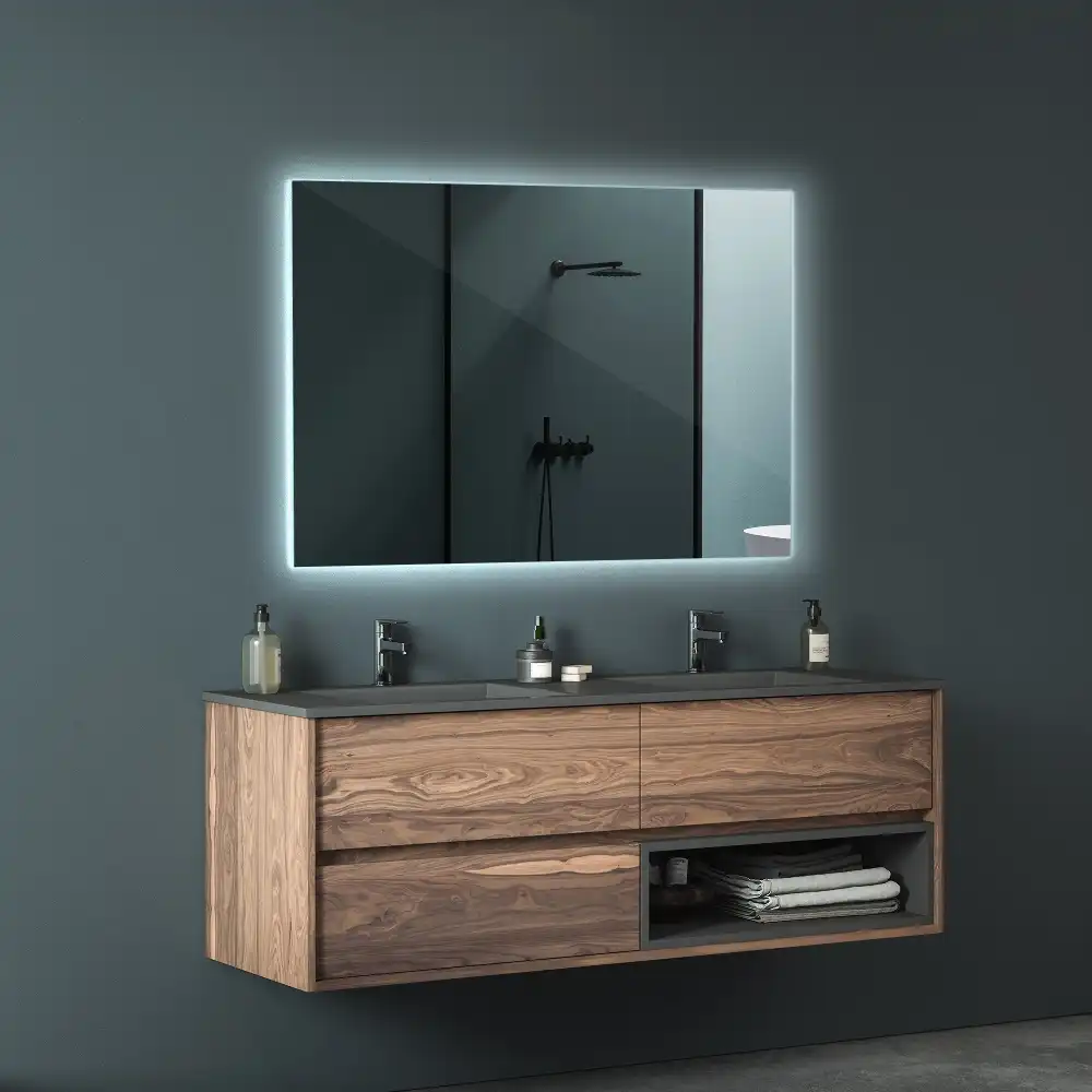 Rectangular decorative mirror illuminated