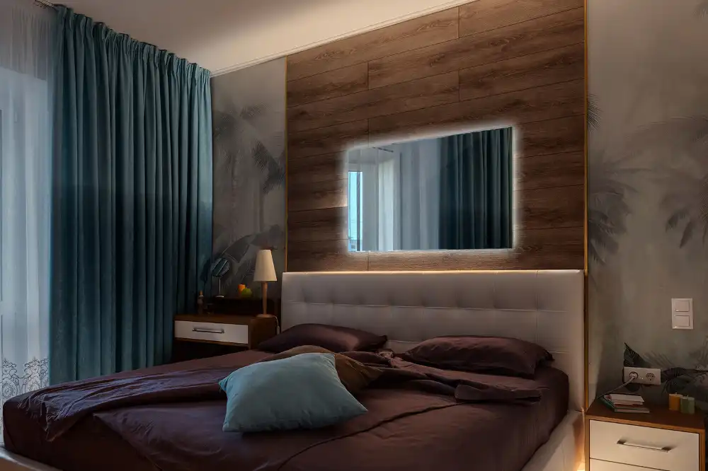 Rectangular decorative mirror illuminated