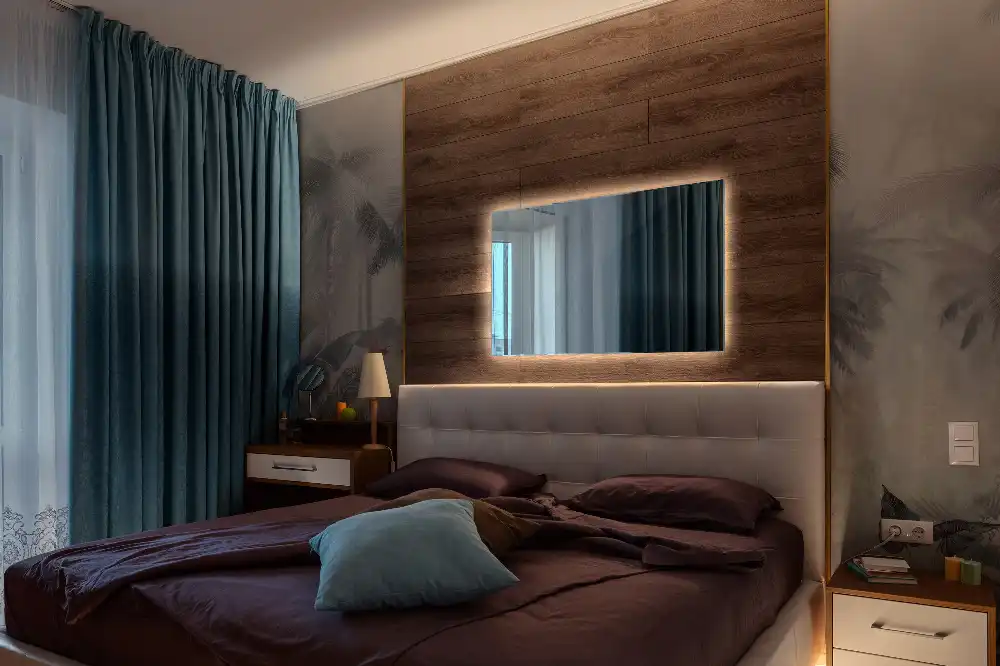 Rectangular decorative mirror illuminated