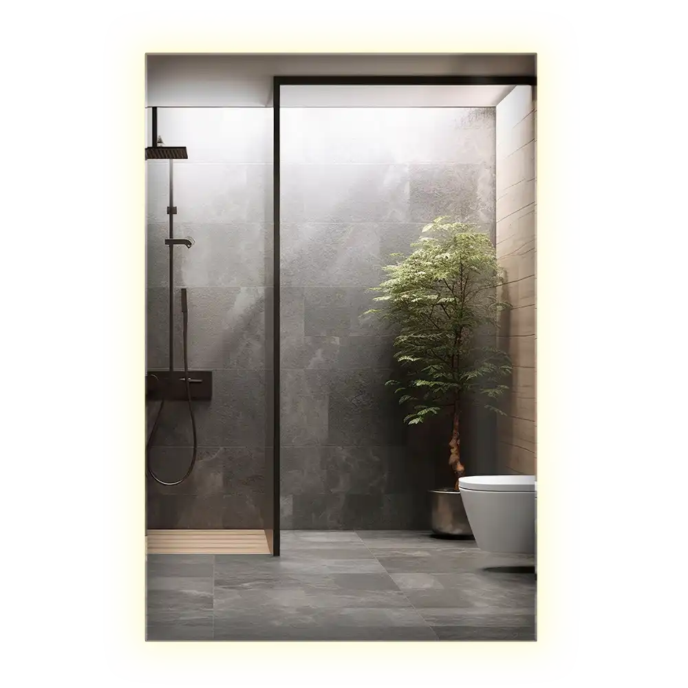 Rectangular decorative mirror illuminated