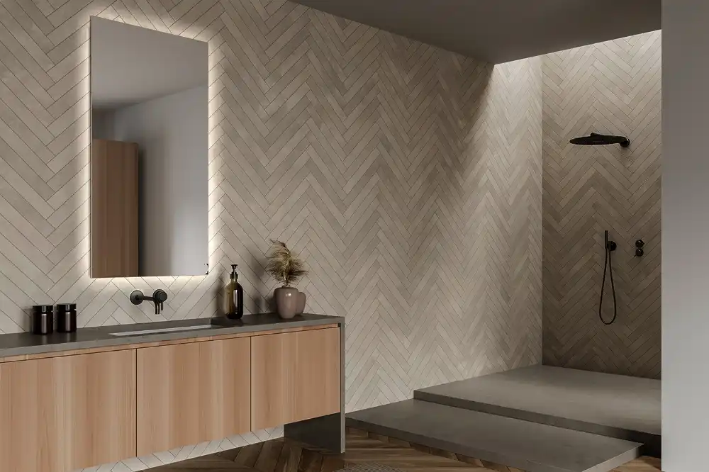 Rectangular decorative mirror illuminated