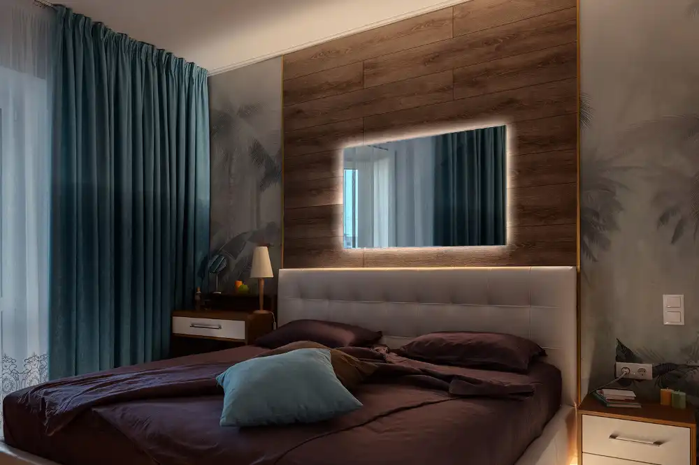 Rectangular decorative mirror illuminated