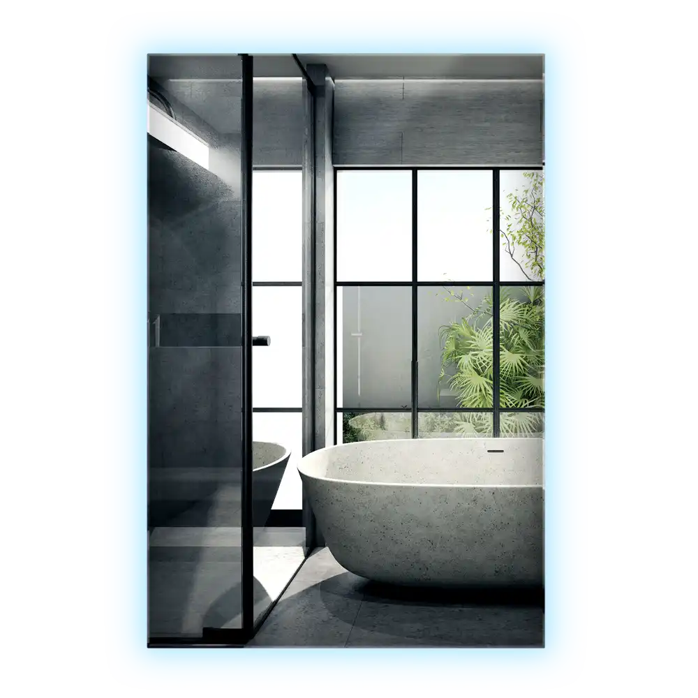 Rectangular decorative mirror illuminated