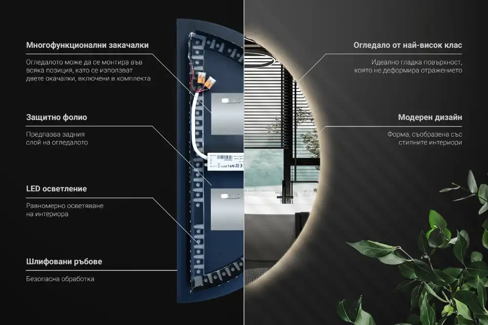 Half-Circle LED Light Mirror stylish accessory