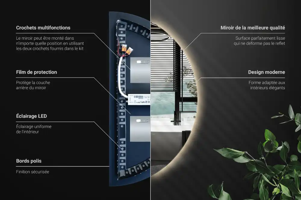 Half-Circle LED Light Mirror stylish accessory