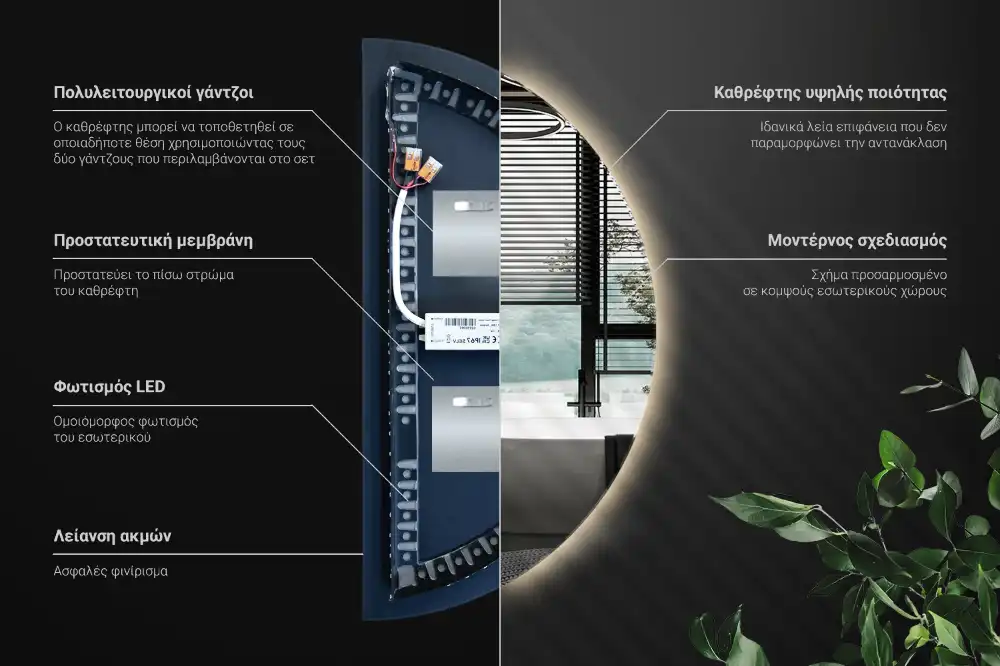 Half-Circle LED Light Mirror stylish accessory