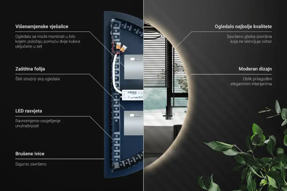 Half-Circle LED Light Mirror stylish accessory