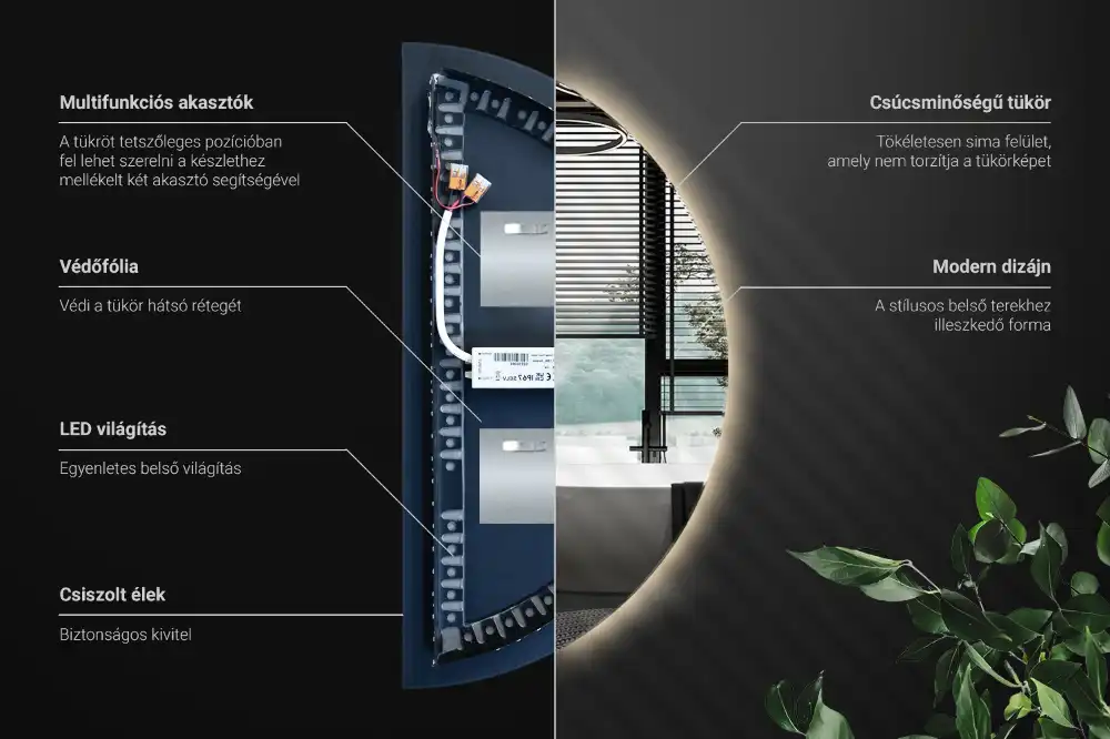 Half-Circle LED Light Mirror stylish accessory