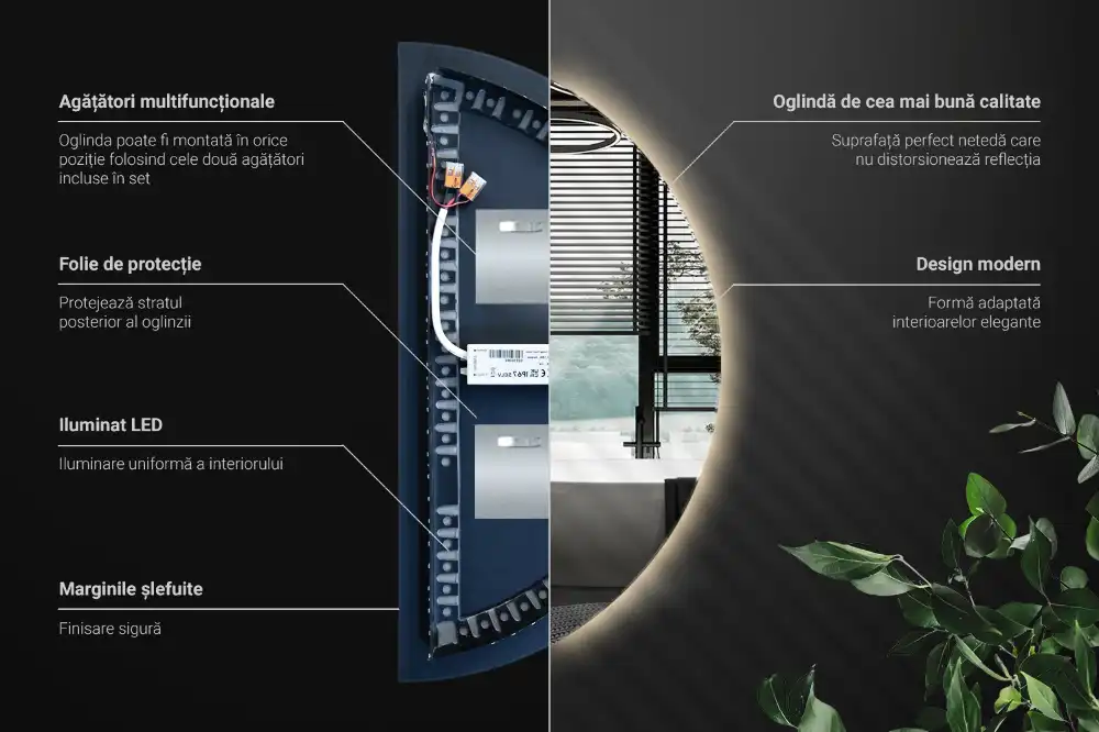 Half-Circle LED Light Mirror stylish accessory