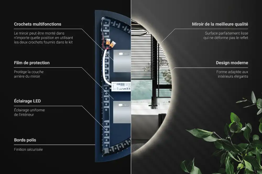 Half-Circle LED Light Mirror stylish accessory