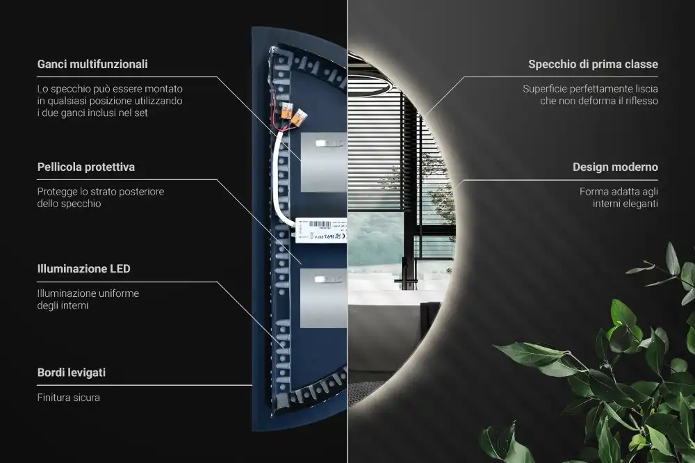 Half-Circle LED Light Mirror stylish accessory