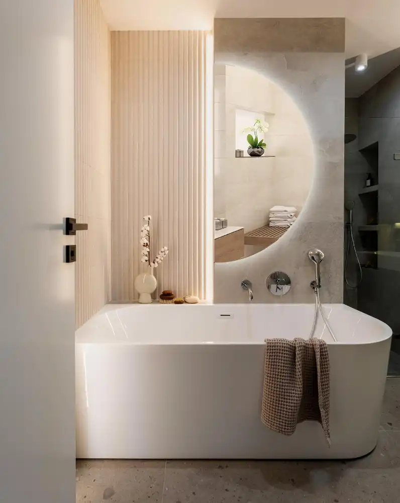 Half-Circle LED Light Mirror stylish accessory