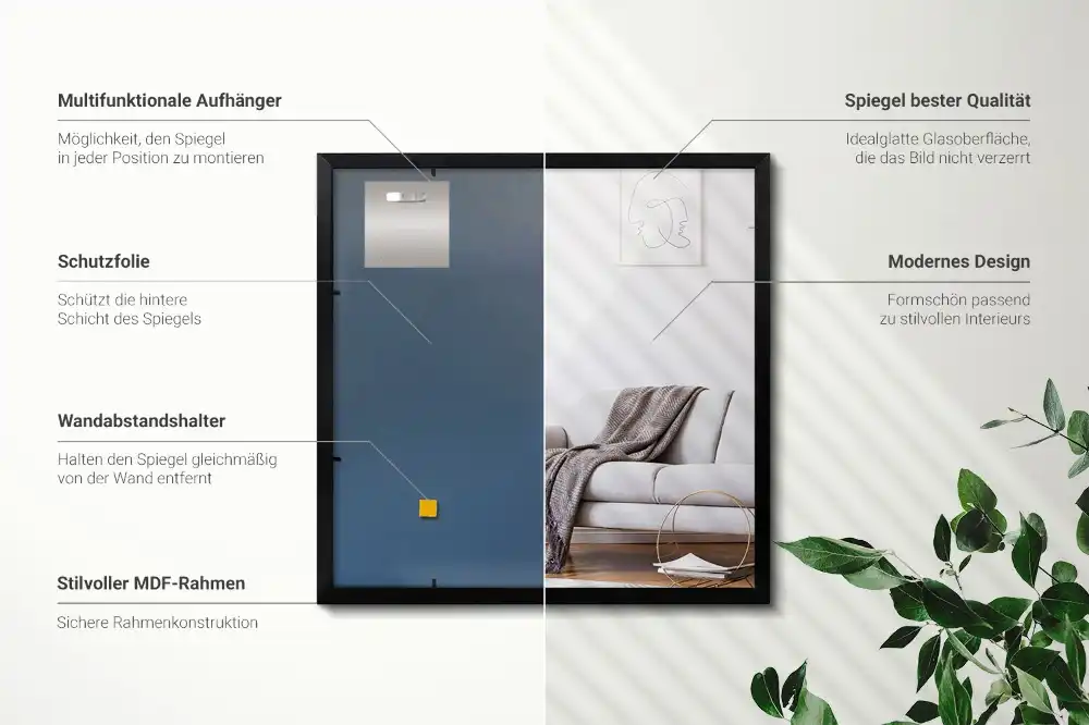 Mirror rectangle with black frame