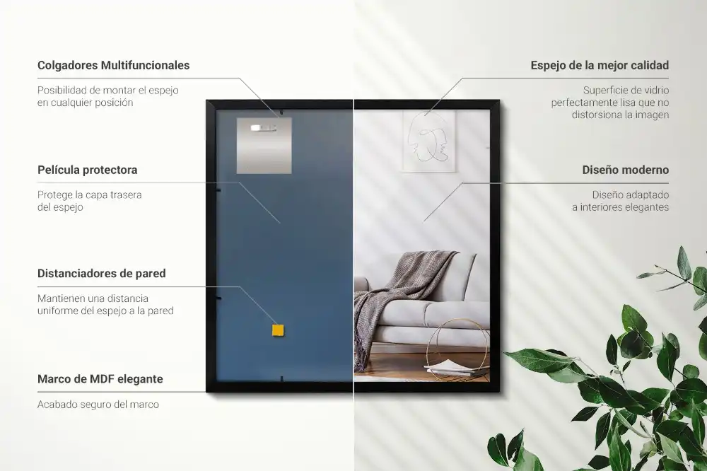 Mirror rectangle with black frame