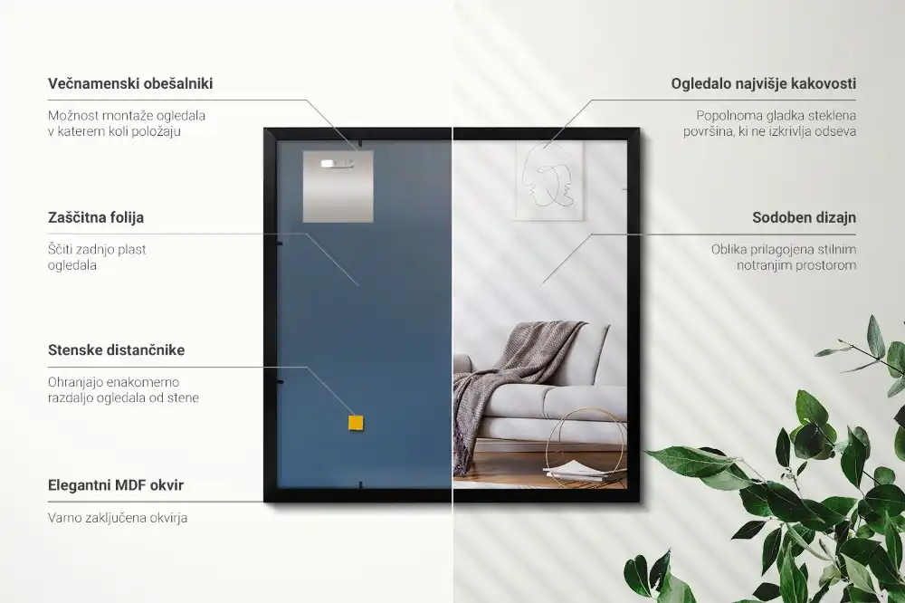 Mirror rectangle with black frame