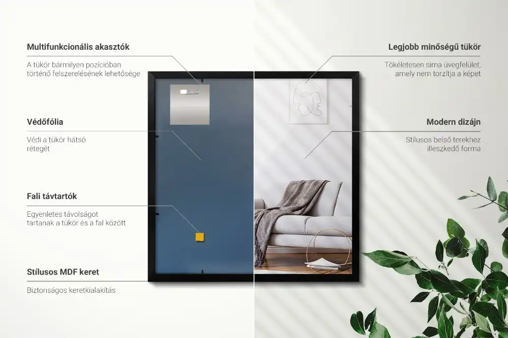 Mirror rectangle with black frame