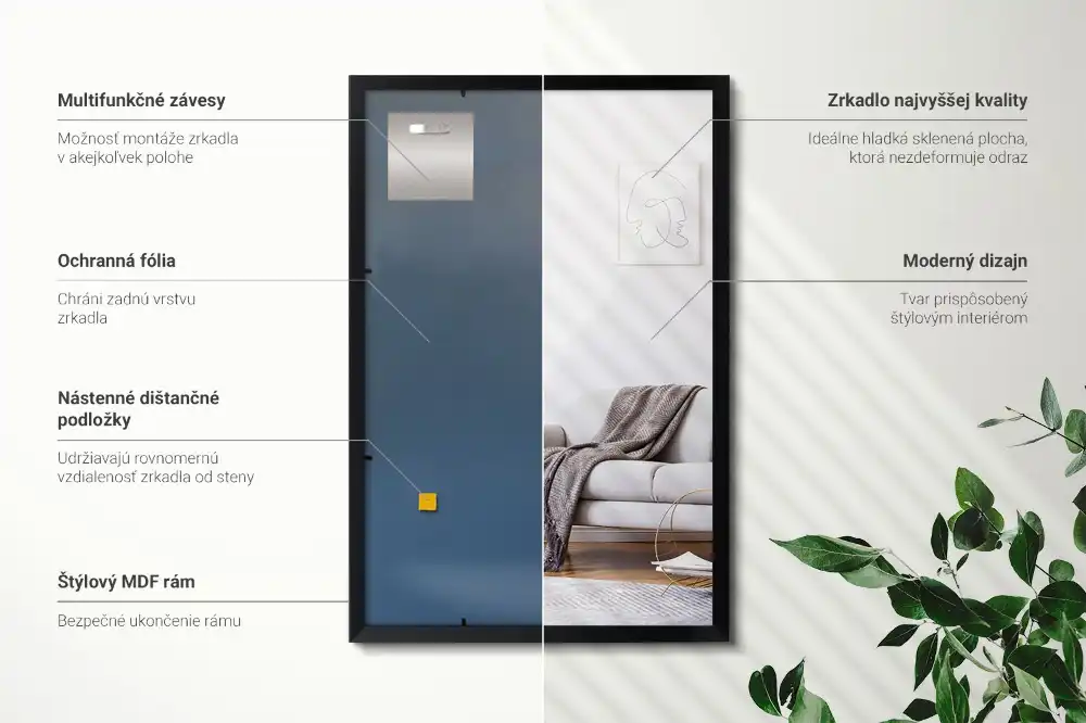 Mirror rectangle with black frame