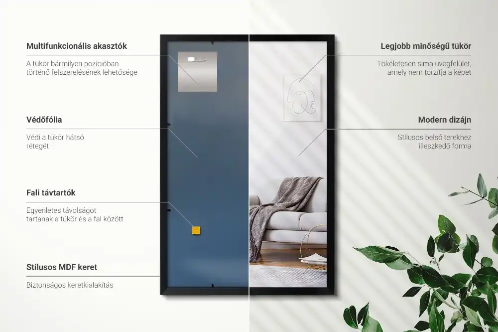 Mirror rectangle with black frame