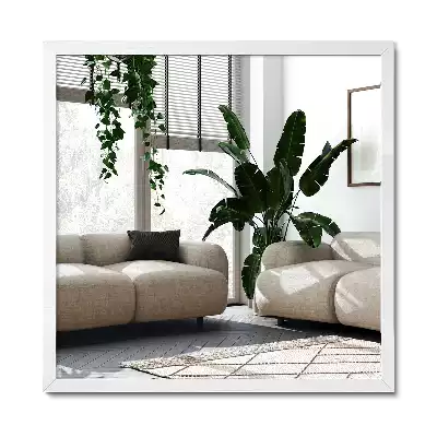 Rectangular mirror decorative with white frame
