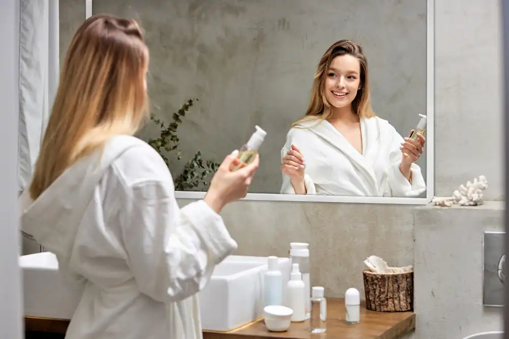 Rectangular mirror decorative with white frame