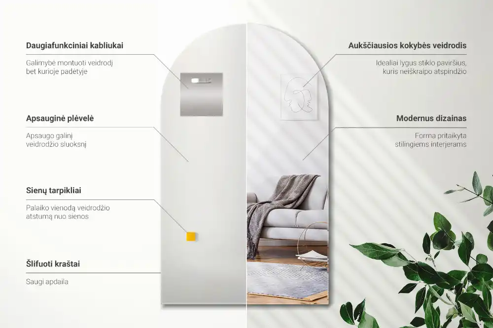 Arc mirror hanging decorative