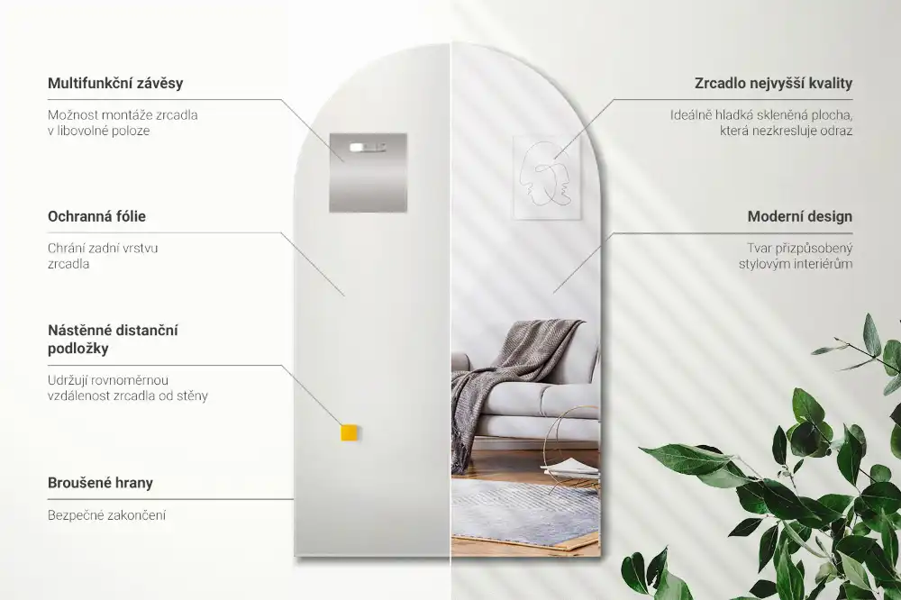 Arc mirror hanging decorative