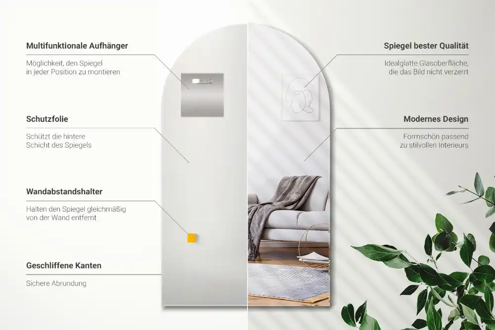 Arc mirror hanging decorative