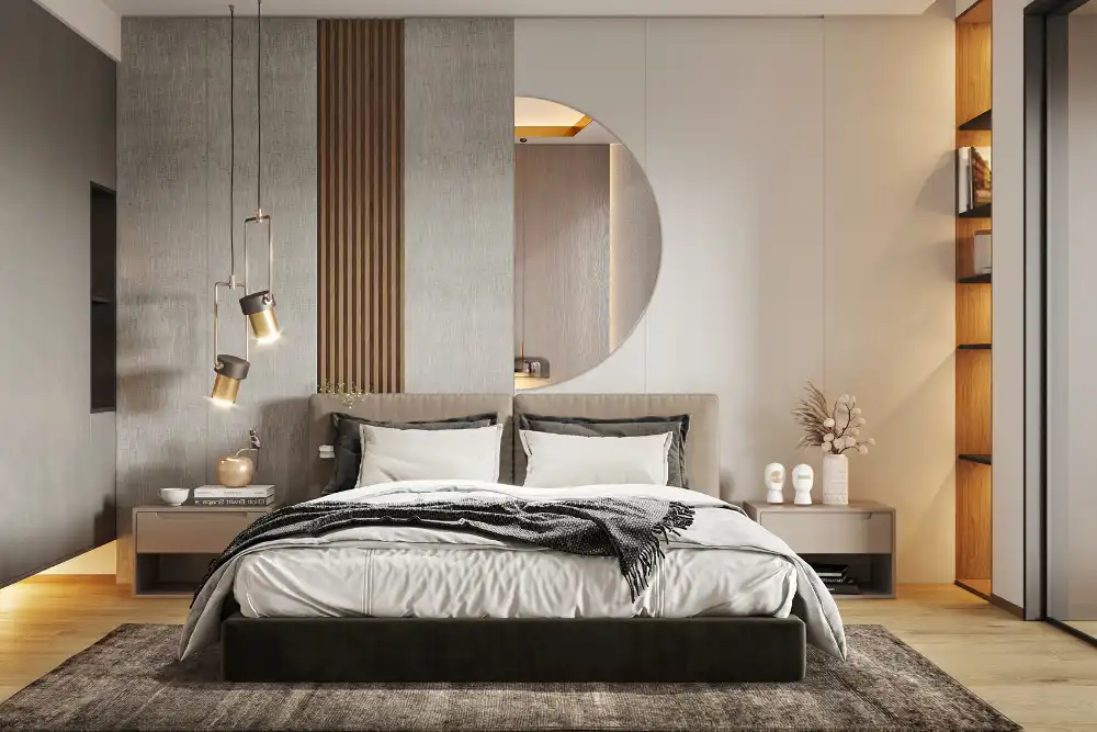 Half moon mirror hanging without frame