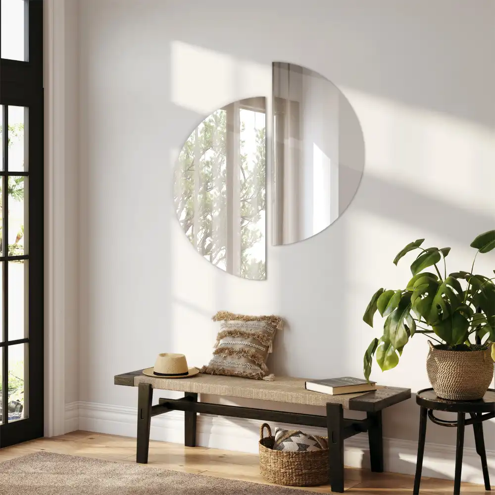 Half moon mirror hanging without frame