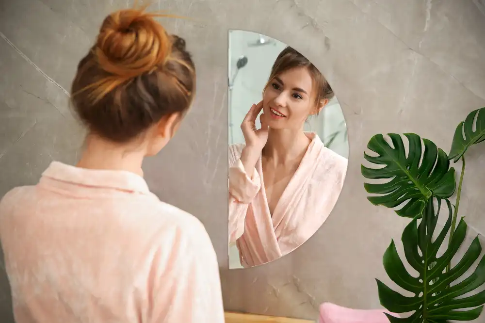 Half moon mirror hanging without frame