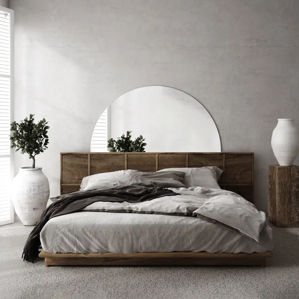 Half moon mirror hanging without frame