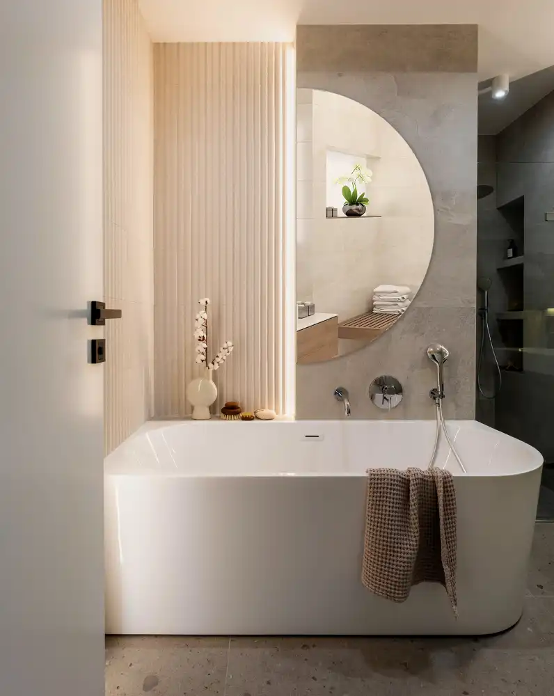 Half moon mirror hanging without frame