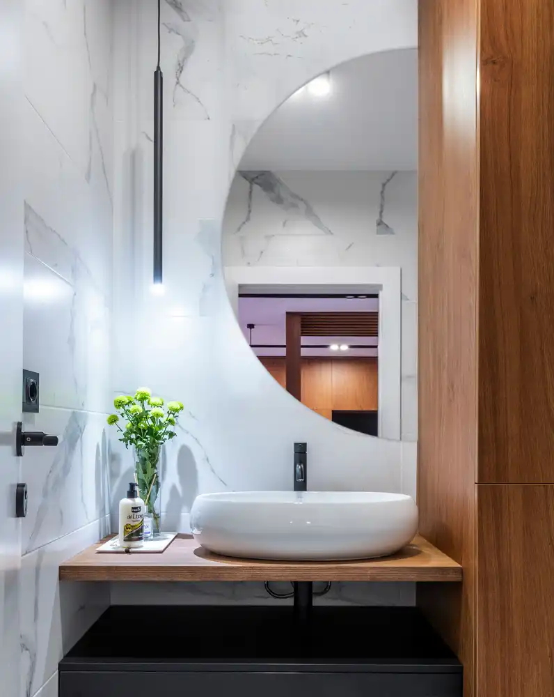 Half moon mirror hanging without frame