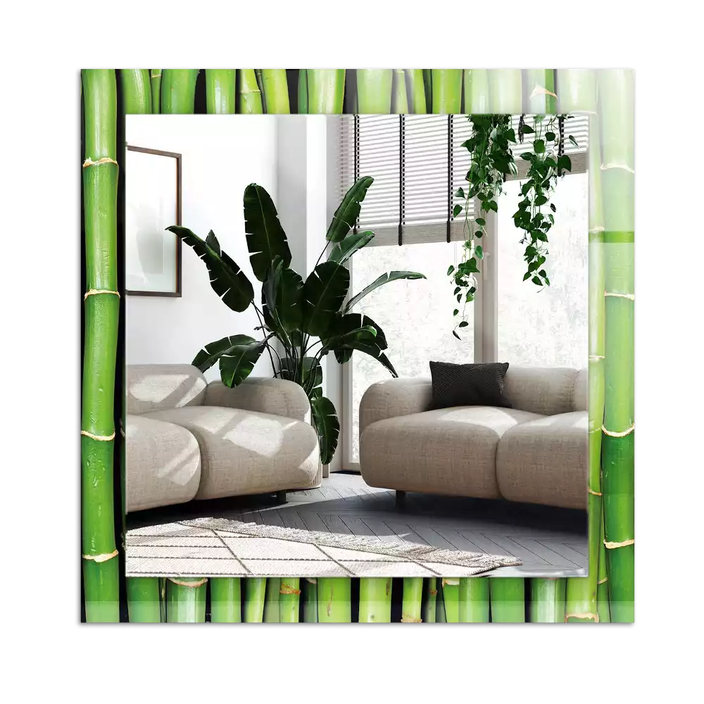 Rectangle decorative mirror Green bamboo stalks